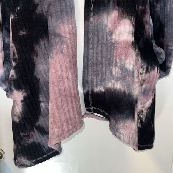 LOGO by LORI GOLDSTEIN Purple Tie Dye Marcee Hooded Cardigan-S - Picture 3 of 9